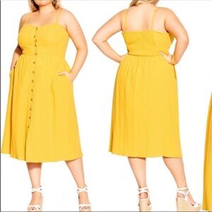 CITY CHIC Sleeveless Scallop Button Dress